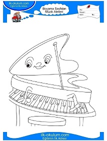 Çocuklar İçin Piano Boyama Sayfaları 